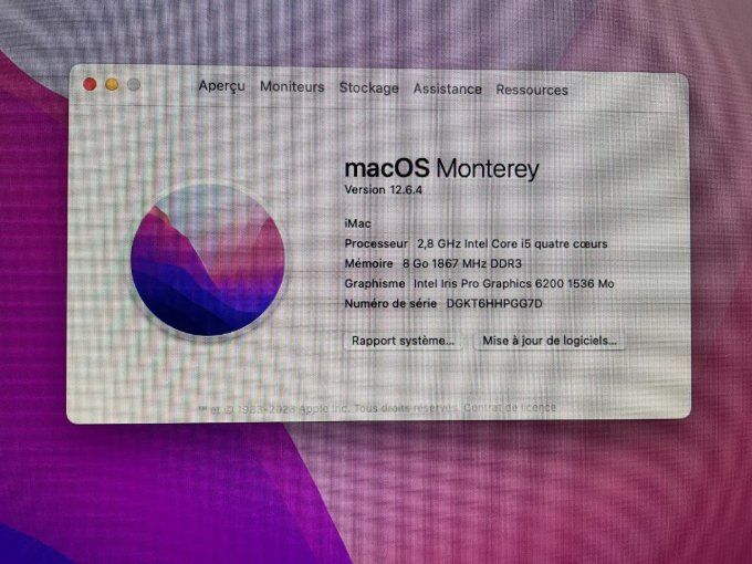 Apple iMac, 21,5 pouces 256Go 8 Go complet clavier/souris