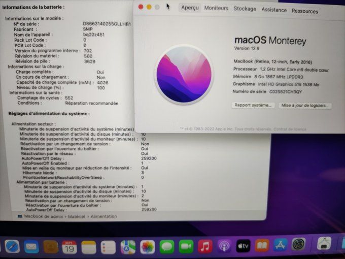 MacBook 12" M5 512 SSD 8GO (2016) - AZERTY - Français complet -
