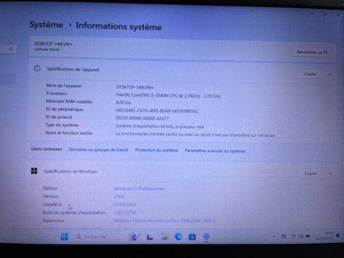 Dell Latitude 6430 14" Core i5  2.70GHz - 256 Go SSD- 8 Go AZERTY - Français   -