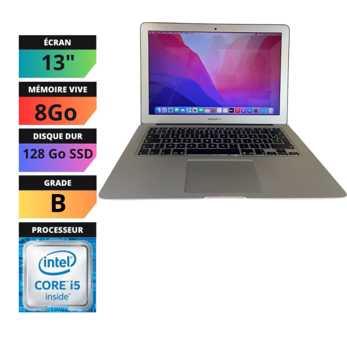 MacBook AIR 13" (2017) - Core i5 1,8 GHz 128 SSD - 8 Go AZERTY - Français - avec boite