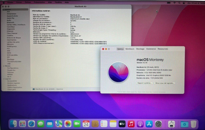 MacBook AIR 13" (2017) - Core i5 1,8 GHz 128 SSD - 8 Go AZERTY - Français - avec boite