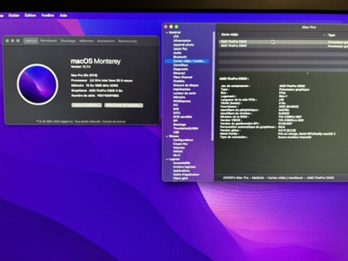 Mac Pro (Fin 2013) Xeon E5 3,5 GHz - SSD 256 Go - 16 Go - Neuf