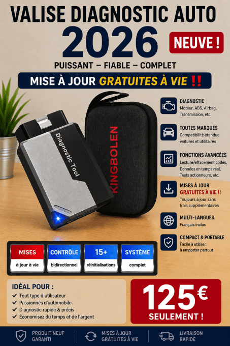 Valise Diagnostic Auto 2026 avec mise à jour gratuites, a vie - 