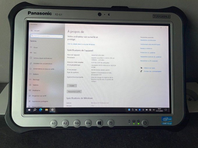 Tablette Durcie Panasonic FZ-G1 I5 8Go 256Go SSD Wifi Bluetooth - 