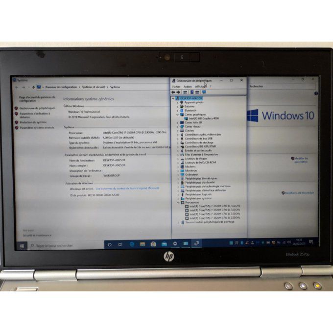 HP Elitebook 2570P i7/ 4Go/ 500Go/ webcam/ wifi/ écran 12.5"/ Bluetooth
