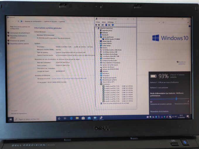 Dell Precision M4500 i7 256SSD 16Go Wifi Bluetooth Webcam Windows 10 pro