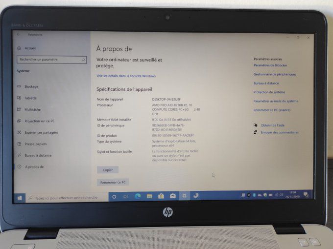 Hp Elitebook 745 G4 14" 2,4 GHz - SSD 256 Go - 8 Go AZERTY