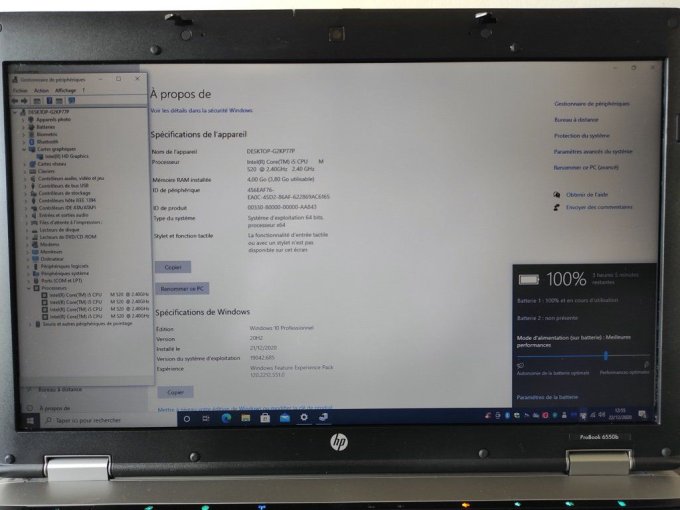 HP Probook  6550b i5/ 4Go/ 250Go / Bluetooth/ Wifi/ Webcam 15.6" 