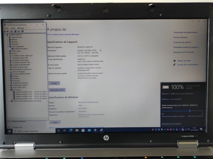 HP Probook  6550b i5/ 4Go/ 250Go / Bluetooth/ Wifi/ Webcam 15.6"