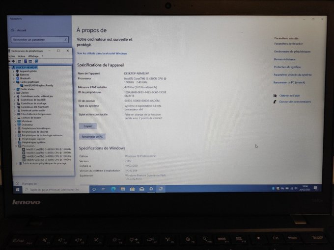 Lenovo Thinkpad T440 14" Core i5 1,9 GHz - 320 Go - 4 Go AZERTY  