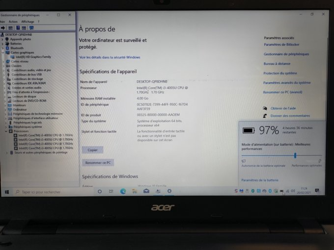 Acer Aspire E5-571G-15,6" Core i3 1,7 GHz - SSD 256 Go - 4 Go AZERTY