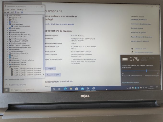 Dell Vostro 3558 15" Core i5 2,20 GHz - 180 GoSSD - 4Go AZERTY - Français