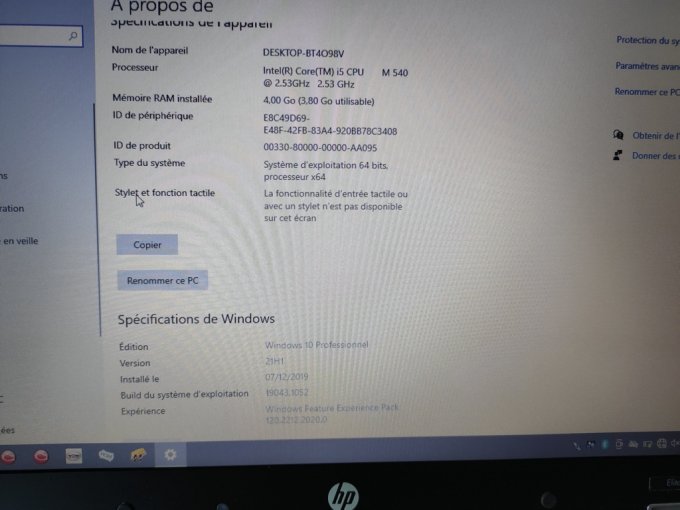 HP Elitebook 8440P i5/ 4Go/ 320Go/ webcam/ wifi/ écran 14"/ Bluetooth   