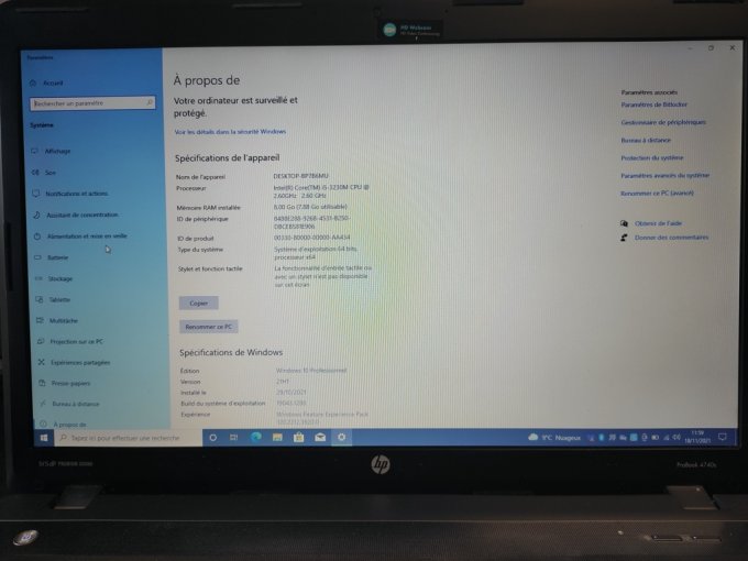 HP ProBook 4740S 17" Core i5  2,60GHz - SSD 128 Go - 8 Go AZERTY - Français