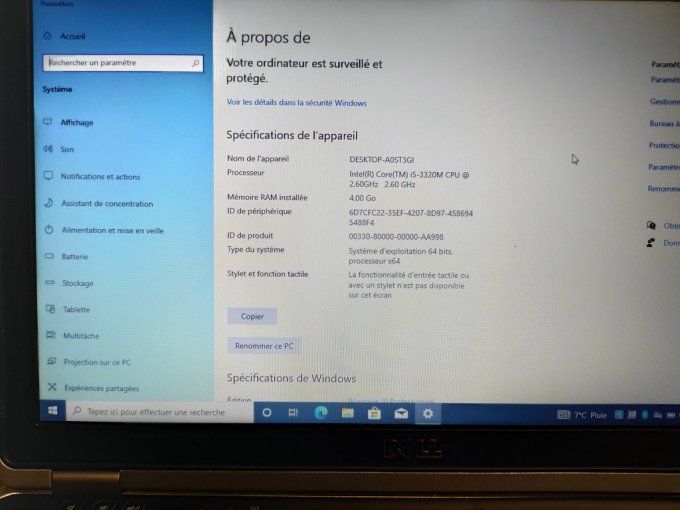 Dell Latitude E6230 12" Core i5 2,7 GHz - SSD 256 Go - 4 Go AZERTY - Français