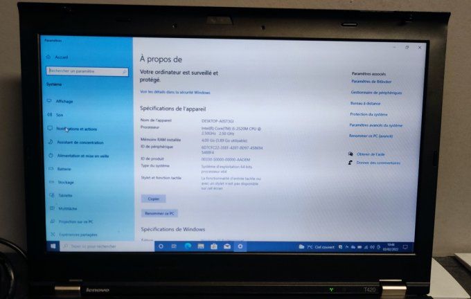 LENOVO THINKPAD T420 14" Intel i5 - 4Go - 500Go - WIN 10 PRO  - Francais