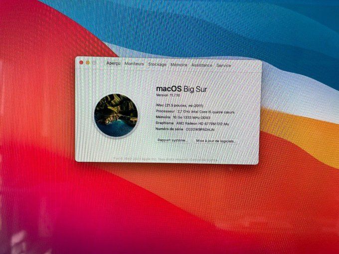 Apple iMac, 21,5 pouces i5 256Go SSD 16Go MacOs BigSur 2021