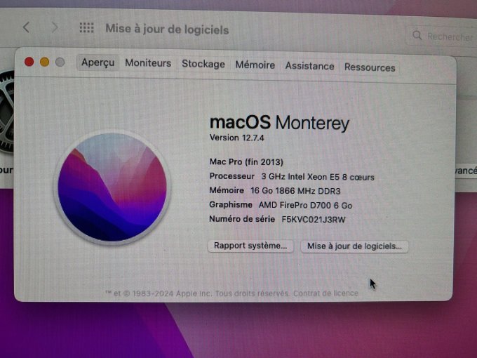 Mac Pro (Fin 2013) Xeon E5 3,5 GHz - SSD 256 Go - 16 Go Neuf Jamais ouvert