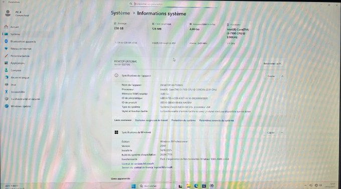 Acer Veriton ES2710G Core i3 7100 3,9 GHz - 256Go SSD RAM 4 Go  - 