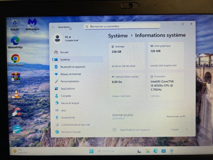 LENOVO THINKPAD x280 / i5 / 8Go / 256Go SSD / wifi / webcam / écran 12.5“  Windows 11 pro - 