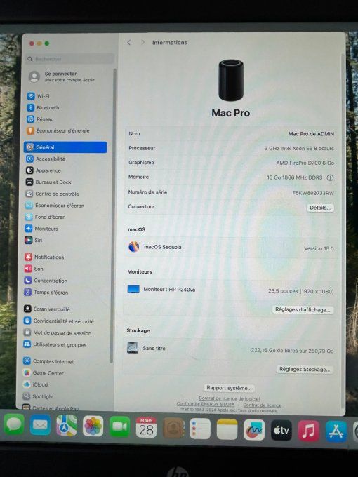 Mac Pro (Fin 2013) Xeon E5 3,5 GHz - SSD 256 Go - 16 Go - Neuf complet