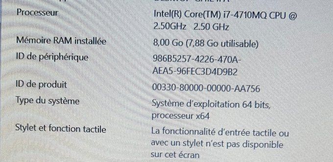 Lenovo Thinkpad w541 15,6" Core i7 2,50 GHz -256 Go SSD - 8 Go AZERTY -  
