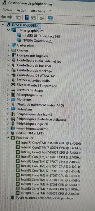 Lenovo ThinkStation P330 Tiny (Intel Core i7-8700T CPU 2.40GHz - 16 GO - 256 Go - NVMe