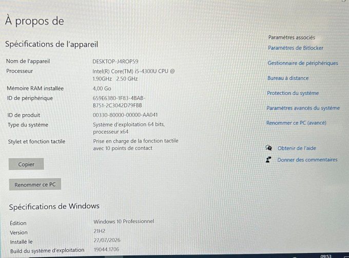 DELL LATITUDE E7440 14" -Core I5 - 256 SSD  - Ram 4 Go AZERTY - TACTILE