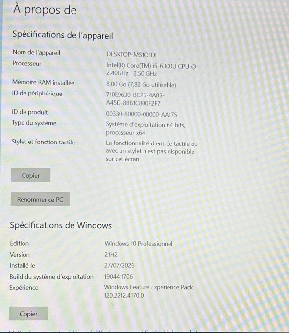 LENOVO THINKPAD T460 / i5 / 8Go / 500Go HHD / wifi / webcam / écran 14“ Windows 10 pro - 