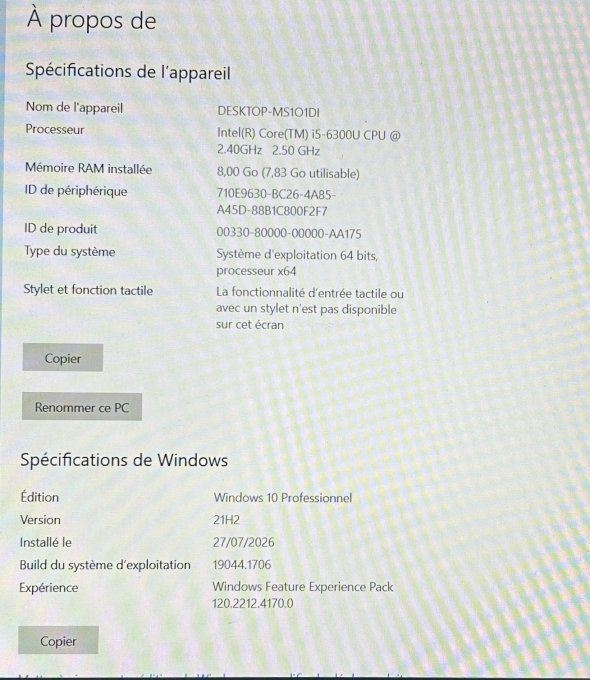 LENOVO THINKPAD T460 / i5 / 8Go / 500Go HHD / wifi / webcam / écran 14“ Windows 10 pro -