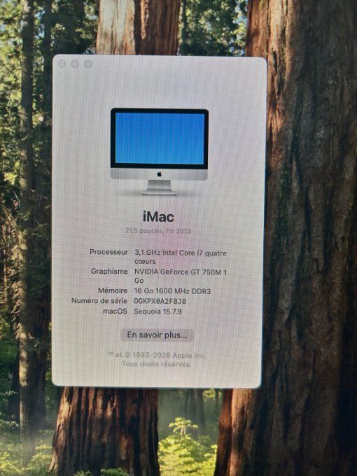 Apple iMac 21,5 pouces i7 256Go SSD 16Go clavier / souris sans fil