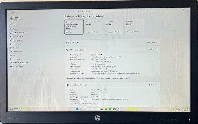 Dell OptiPlex 3060 – Intel Core i5-8500 – 8 Go RAM – SSD 256 Go