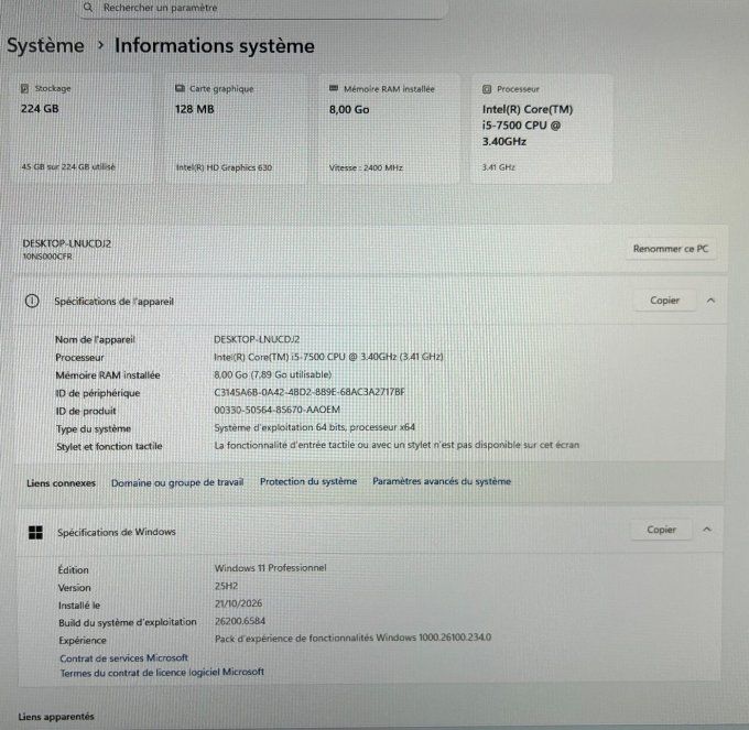Lenovo ThinkCentre M910z i5 8Go 256 Go SSD 23" wifi  Windows 11 pro