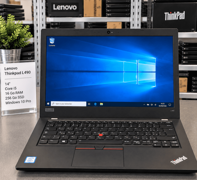 LENOVO THINKPAD L490 / i5 / 16Go / 256Go SSD / wifi / webcam / écran 14“ Windows 10 pro