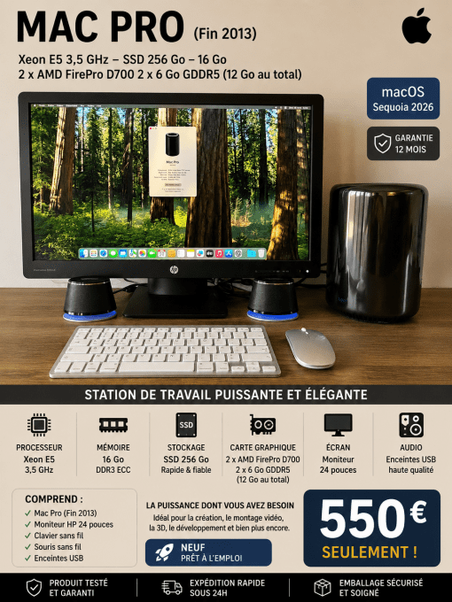 Mac Pro + Écran + Accessoires – Configuration complète prête à l’emploi