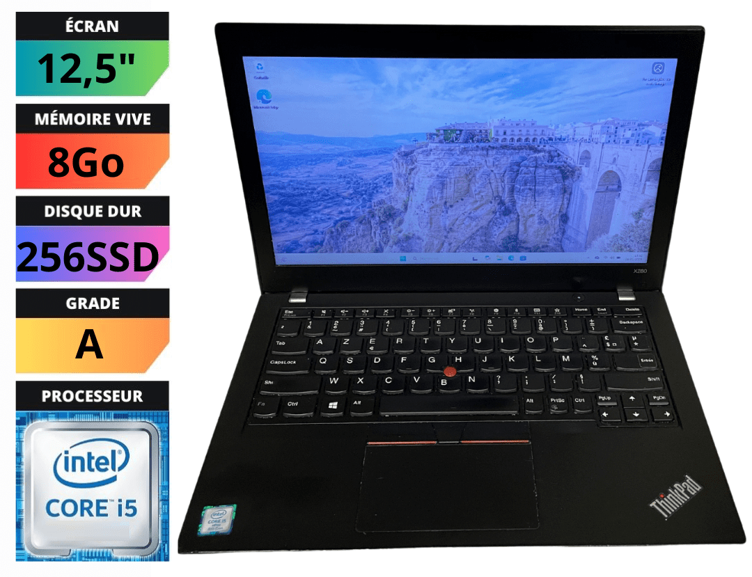 LENOVO THINKPAD x280 / i5 / 8Go / 256Go SSD / wifi / webcam / écran 12.5“  Windows 11 pro - 