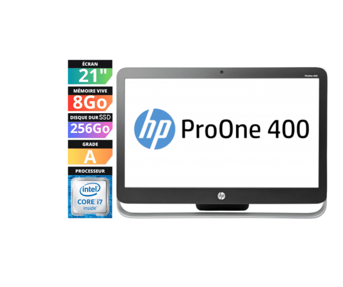 HP ALL IN ONE ProOne 400 G1  21"  CORE I7 256 Go SSD WIFI WEBCAM Win 11 pro -